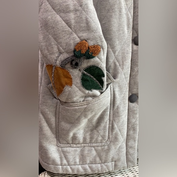VTG 90’s Grey Cedars Quilted Coat Leather Nuts Leaves - Picture 2 of 16